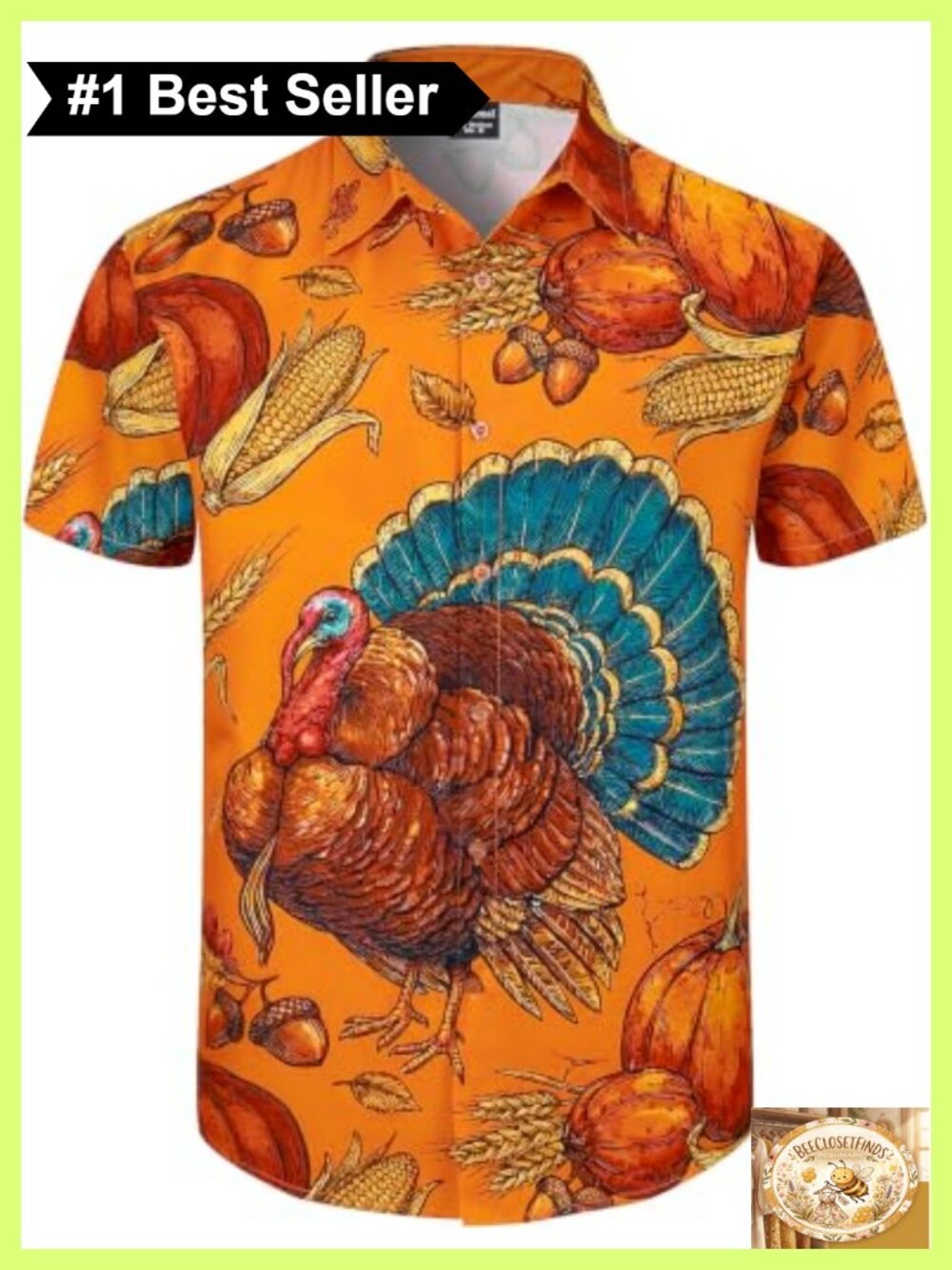 Men's Thanksgiving Button Down Shirt Short Sleeve Casual Regular Fit